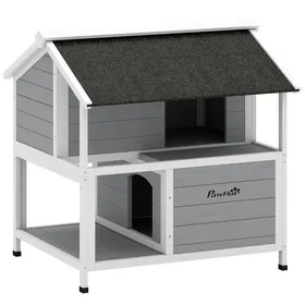 Comparer les prix de Maison pour chats dextérieur - Imperméable - Toit ouvrant - Bois dépicéa - 80x93x95 cm - Gris - Isolation amovible