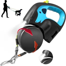 Comparer les prix de Laisse Double pour Chien Rétractable 3 m Rotation 360° Promenade Facile pour 2 Chiens de Petite et Moyenne Taille Poignée