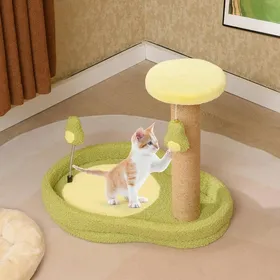 Meilleurs prix pour GIANTEX Arbre a Chat Griffoir pour Chats en Bois avec 2 Jouets Tour pour Chats en Forme dAvocat avec Base Stable et