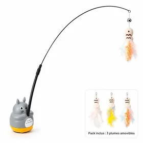 Meilleurs prix pour Jouet Canne à Pêche Interactive 360° pour Chat – Socle Culbuto avec Plume Suspendue