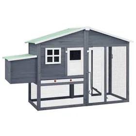 Comparer les prix de Poulailler dextérieur avec Nichoir 191x67x117 cm Gris Bois de Sapin Massif Cage à Poulets Facilite le Nettoyage Enclos Poules