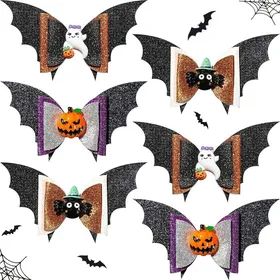 Comparer les prix de Lot de 6 barrettes à cheveux pour filles avec nœuds pour Halloween pinces à cheveux en forme de chauve-souris à paillettes