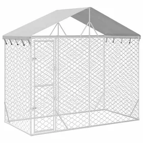 Meilleurs prix pour Meilleures Abris - Poulailler Chenil dextérieur pour chiens avec toit argenté 3x15x25 m SSD3542965