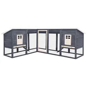 Comparer les prix de Clapier d'extérieur avec piste 250x192x105 cm Gris et Blanc Bois de Sapin Maison Lapin Protéger Sécurité des Animaux Cage