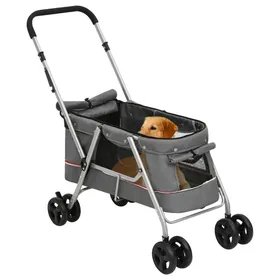 Comparer les prix de SALE dhiver Poussette/Chariot - UU - pour chien Pliante - Gris 100x49x96 cm Tissu de lin CC1088