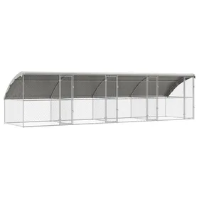 Meilleurs prix pour Chenil en acier pour chien - vidaXL - Argent métallique - 800x200x200 cm - Pour extérieur - Durable - Design moderne