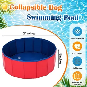 Comparer les prix de Piscine pliable rouge pour chiens avec sac de stockage baignoire portable en plastique dur piscine chiens chats cour arrière