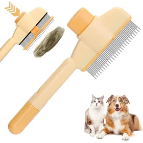 Comparer les prix de Peigne Epilation pour Animaux Compagnie Brosse Chiens Chats Autonettoyante  Pour Soin Et Retrait Des Poi - Jaune