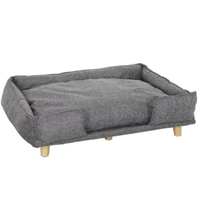 Meilleurs prix pour Canapé pour chien - Gris foncé - Polyester - 96x66x24 cm - Coussin amovible et lavable - Coussin doux 8 cm