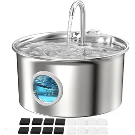 Meilleurs prix pour Fontaine Eau Chat INOX: Fontaine Chat Acier Inoxydable Automatique 26L Silencieuse Fontaine Chat+8 Filtres + 8 Éponges