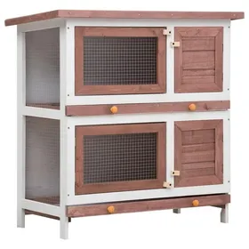 Comparer les prix de Clapier d'extérieur avec 2 Etages Marron et Blanc Bois 90x45x90 cm Cage à Lapins Multiples Utilisations Maison Lapin Enclos