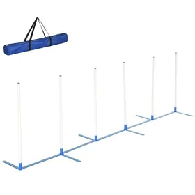 Meilleurs prix pour Ensemble Bâtons Slalom Agility Chien Blanc/bleu 305x60x94cm Sac Inclus - Équipement Dentraînement Sportif Pour Animaux