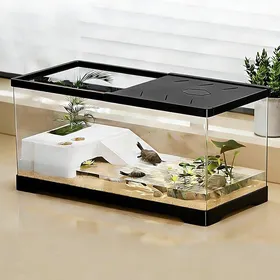 Meilleurs prix pour Aquarium pour Tortues avec Pte Forme de Bain de Soleil et Drainage au FondAquarium de 30 x 18 x 185 cm pour Jeunes Tortu VIVARIUM