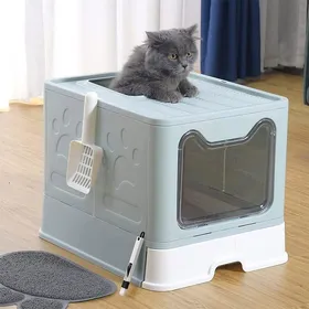 Comparer les prix de Bac à Litière Pliable pour Chaton avec Couvercle, Litiere pour Chat Fermée, Litiere Auto Nettoyante avec Pelle, Plateau Amovible65