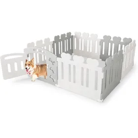 Meilleurs prix pour Barrière Pour Animaux Pliable En Hdpe À 8 Panneaux Costway, Porte, Parc Enclos Avec Ventouses Et Clous Au Sol Pour Chien Chat,Beige