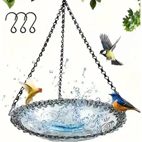 Meilleurs prix pour Mangeoire suspendue pour oiseaux - Belle commode - Diamètre 30 cm - Profondeur 5 cm - Longueur de suspension 40 cm