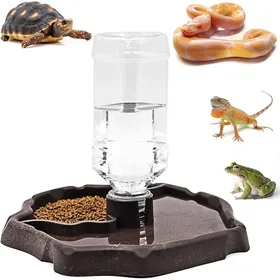 Comparer les prix de Distributeur deau pour Reptile Abreuvoir Tortue Terrestre 2 en 1 Distributeur deau Portable avec Plat en Plastique Abreuvoir