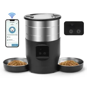 Comparer les prix de Distributeur Croquettes Automatique WIFI 45 L 2 bols en acier inoxydable Timing intelligent écran LCDDistributeur Croquettes