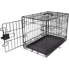 Meilleurs prix pour Cage pour chien pliable en fil métallique résistant - Avec plateau et porte simple - L 56 x l 33 x H 41 cm couleur noire