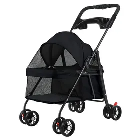 Comparer les prix de Poussette pour chien avec fonction pliante poussette pour animaux de compagnie pour petits chiens et chats poussette pour chat