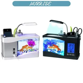 Comparer les prix de Sonew boîte de rangement dhorloge avec écran LCD Multifunctional USB Mini Aquarium Fish Tank Aquarium With piscine jardin Noir
