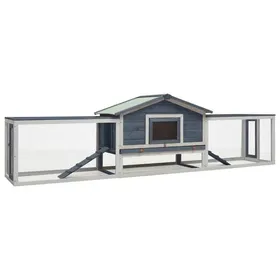 Comparer les prix de Clapier dextérieur Gris et Blanc 310x70x87 cm Pin Massif et Sapin Maison Lapin Protéger Sécurité des Animaux Cage à Lapins