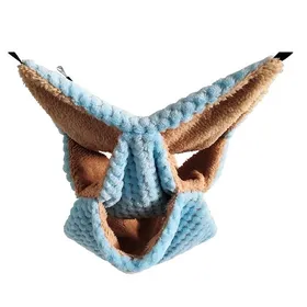 Meilleurs prix pour Hamac pour Petits Animaux Furet Sugar Glider Triple Lit Superposé Cage Chaude en Peluche Hamac Suspendu Cachette pour Hamster Bleu