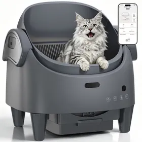 Comparer les prix de Litière auto-intelligente 78 L capteurs 360° pilotage app bac ouvert suivi santé anti-odeurs multi-chats Gris