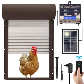 Comparer les prix de TTLIFE Porte Poulailler Automatique Solaire Porte à Volets Roulants Porte Automatique Poulailler en Aluminium avec Affichage LED