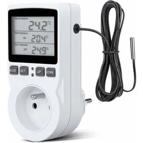 Meilleurs prix pour Prise Thermostat Programmable Digitale avec Sonde Minuteur Numrique pour Chauffage en Serre ou Aquarium couleurs multiple LARGEIGHT