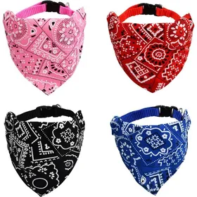 Comparer les prix de 4Pcs Bandanas pour Chien Collier Bandana de Mode Foulards Triangle Bavoirs Réglables pour Petit Moyen Grand Chiens Chats Chiot (M)