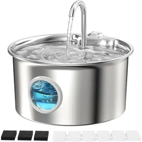 Meilleurs prix pour Fontaine Eau Chat INOX: Fontaine Chat Acier Inoxydable Automatique 26L Silencieuse Fontaine Chat+6 Filtres + 3 Éponges