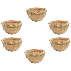 Meilleurs prix pour 6 Pièces Fait Main en Bambou en Osier en Osier pour Canari Petit Nid Doiseau pour La Suspension De La Cage