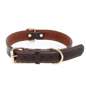 Comparer les prix de Collier pour chien en cuir véritable,matériel en alliage, double anneau en D,idéal pour les chiens de taille moyenne
