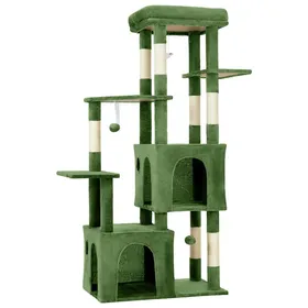 Comparer les prix de Arbre à chat 155 cm multi-niveaux 2 condos poteaux sisal hamac jouets stable chats grands & Maine Coon-Vert