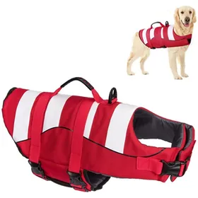 Meilleurs prix pour Gilets de Sauvetage pour Chiens Gilet de Flottaison Animaux RéglableGilets de Flottaison pour Animal de Compagnie (Rouge S)