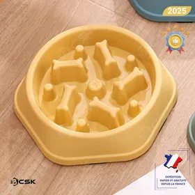 Comparer les prix de Gamelle anti glouton pour chien BCSK® | Gamelle chien chat animaux domestiques – favorise la digestion – Anti vomissement - Jaune