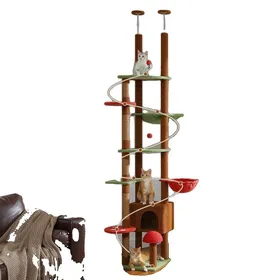 Comparer les prix de Arbre à chat à hauteur réglable multi-niveaux en bois durable AMT0249BN XL