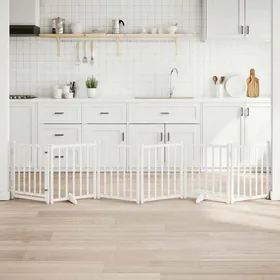 Meilleurs prix pour Barrière pour chiens - vidaXL - Bois de sapin - Porte intégrée - Blanc - 6 panneaux