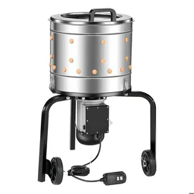Comparer les prix de Plumeuse Électrique pour Volaille 500 W-Duoku-Tambour en Acier Inoxydable 40x35 cm-Équipée de 114 Doigts Souples-Roues de Transport
