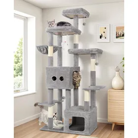Comparer les prix de Arbre à chat XXL - HOLISANE - F80E - 203 cm - 2 niches 45x40x35 cm - Planche et 5 poteaux sisal
