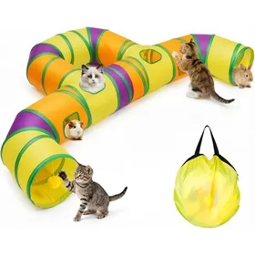 Comparer les prix de Tunnel de Jeu pour Chat Interieur Jouer Tube pour Chat avec Pompons Suspendus et Trou interactif pour Chatons