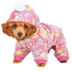 Comparer les prix de Rose Red Dog Paw XS Automne Hiver Vêtements pour animaux de compagnie Combinaison Pyjama chaud Vêtements pour chiens Chats Petits