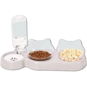 Comparer les prix de Ensemble 3-en-1 : double gamelle + distributeur eau pour petits/moyens chiens/chats