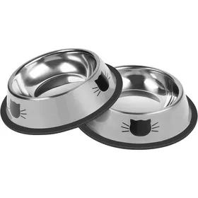 Meilleurs prix pour Lot 2 gamelles inox 200 ml + base caoutchouc amovible antidérapantes pour petits chats