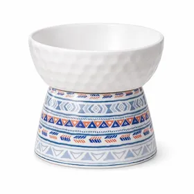 Meilleurs prix pour Gamelle Surélevée Chat Céramique Bol Incliné Anti-Régurgitation - Motif Bohème Bleu