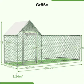 Comparer les prix de Poulailler enclos pour petits animaux 3 x 1 x 15 m acier galvanisé bâche PE imperméable toit incliné JOINERY
