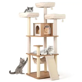 Meilleurs prix pour Arbre à chat avec condo et hamac 58 x 58 x 168 cm pour 2-3