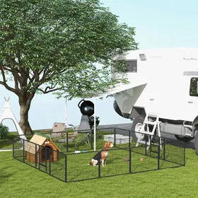 Comparer les prix de Parc pour chien enclos chien 16 panneaux modulable et pliable portable en acier avec portes 80 x 60 gris