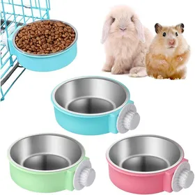 Meilleurs prix pour Lot de 3 gamelles pour lapin : grande gamelle avec 3 gamelles Sepak Takraw en acier inoxydablelapin chinchilla bleu rose vert